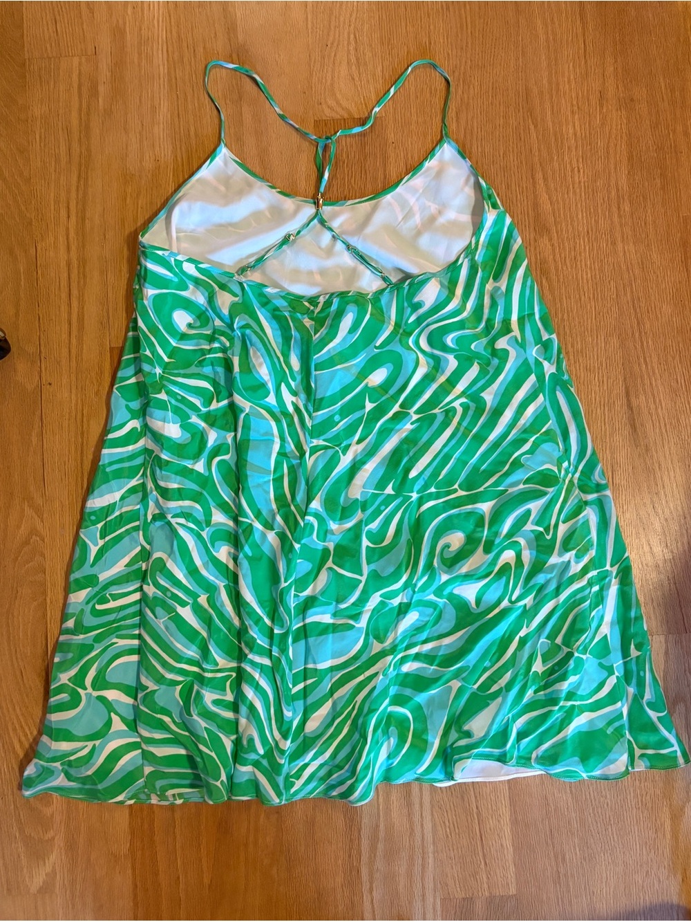 Lilly Pulitzer “Finders Keepers” Maisy Slip Dress Green and Aqua Swirl 100% Silk - Picture 5 of 8